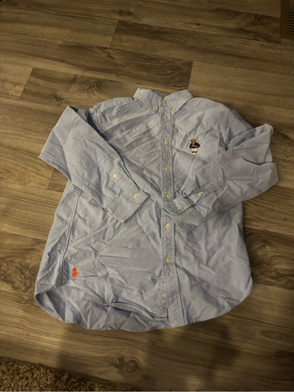 Polo by Ralph Lauren Light Blue Button-Down Shirt with Embroidered Bear